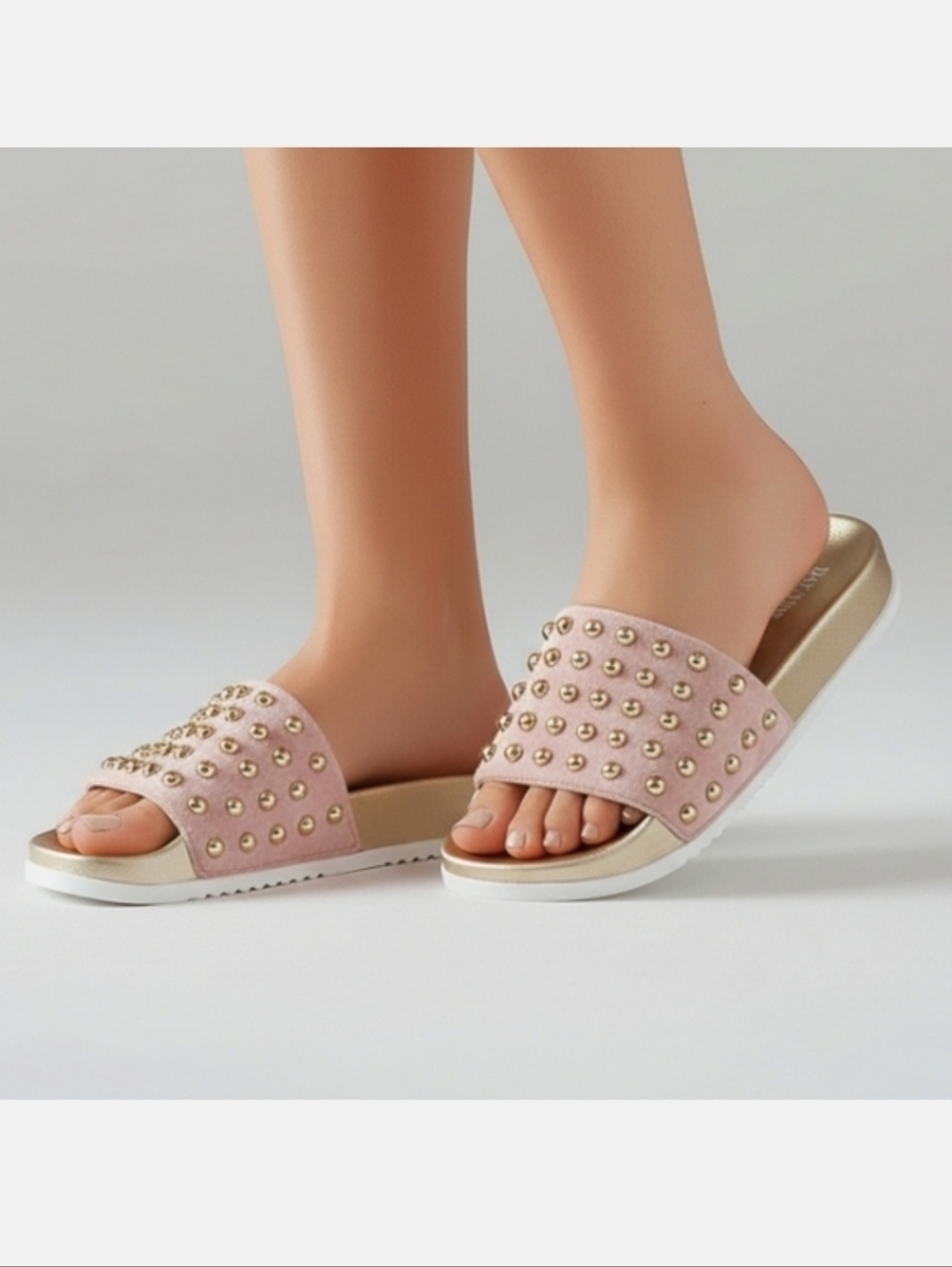 DAY-VINE.  Pink Wide Strap Studs Platform Slides Size 38 US 8